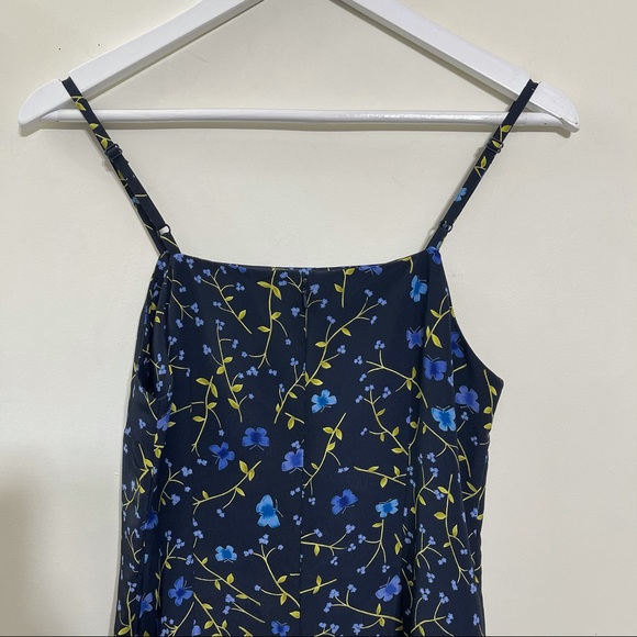 (SOLD) 90s Floral Sleeveless Mini Romper Dress Black 7/8 by Express World - Picture 7 of 12